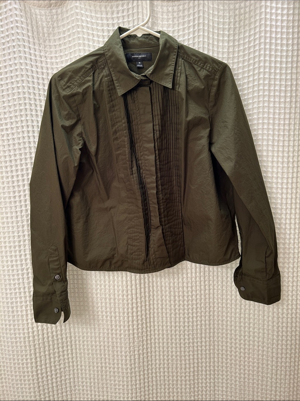 Banana Republic Olive Pintuck Button-Front Blouse - Picture 2 of 6